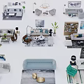 Modern Living Room Interior With Sofa Coffee Table Set Lamps Plants And Decorative Rugs