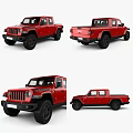 Red Jeep Pickup Truck Exterior Design With Multiple Angles View 3d model