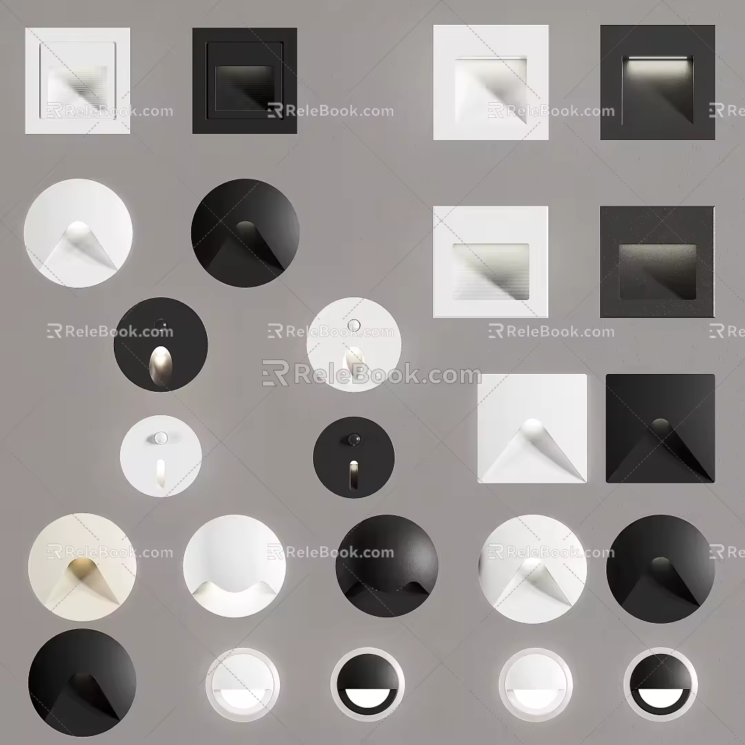 Combination of ground induction lamp and wall foot lamp 3d model