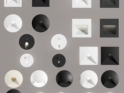Modern Black And White Wall Lamps With Round And Square Shapes 3d model