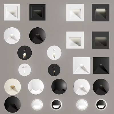 Modern Black And White Wall Lamps With Round And Square Shapes 3d model
