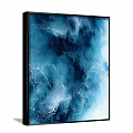 Abstract Blue Fluid Texture Artwork With Dynamic White Streaks For Wall Decor 3d model