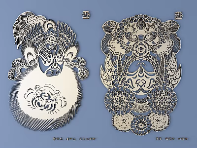 Traditional Paper Carving Artworks Showcasing Intricate Decorative Patterns and Cultural Artistic Details 3d model