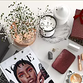 Decorative Accessories Set With Laptop Potted Plant Candle Cosmetics Book And Box