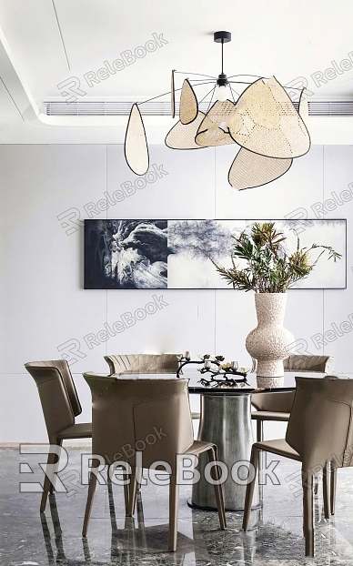 Modern round dining table and chair model