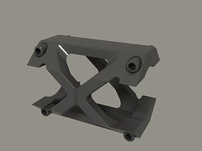 Industrial Gray Mechanical Bracket with Cross Design and Mounting Holes 3d model