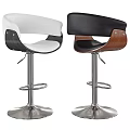 Modern Black Leather Bar Stool With Wooden Frame Metal Base And Adjustable Height