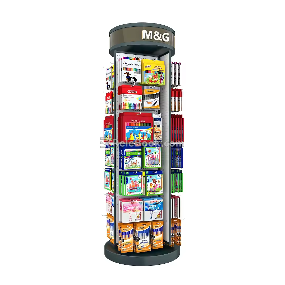 Custom Rack Display Rack Rotating Rack Stationery Display Rack Commodity Custom Rack Movable Umbrella Rack 3d model