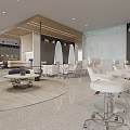 Modern Beauty and Hair Salon Interior Design With Styling Chairs Mirrors Pendant Lights Wall Decor