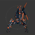 Smart Robot With Blue And Red Mechanical Design Armored Body And Multiple Legs