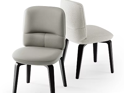 Modern Upholstered Single Chair With Gray Light Colored Seat And Black Legs 3d model