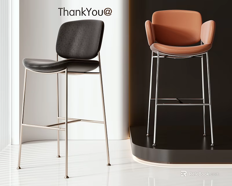 Modern Black And Brown Leather Hanging Chair With Metal Frame Design 3d model 