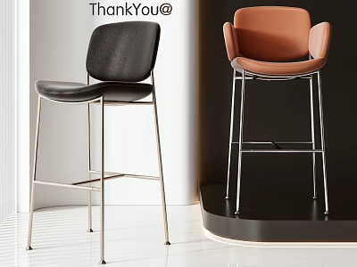 Modern Black And Brown Leather Hanging Chair With Metal Frame Design 3d model