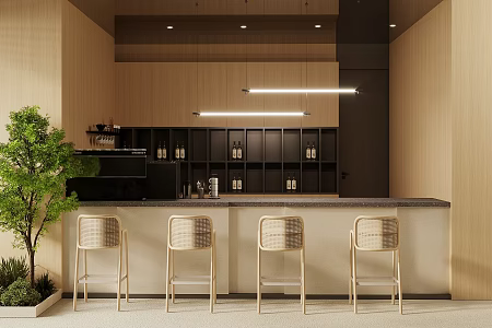 Industrial style cafe console milk tea shop workbench restaurant water bar coffee shop workbench cashier front desk bar stool coffee machine coffee grinder 3d model