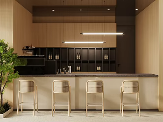 Industrial style cafe console milk tea shop workbench restaurant water bar coffee shop workbench cashier front desk bar stool coffee machine coffee grinder 3d model