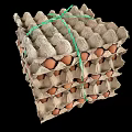 Chicken Eggs Neatly Stacked In Paper Cartons Bundled With Green String