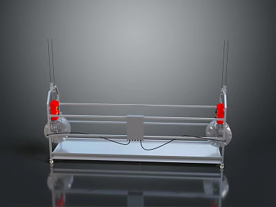 Mechanical Equipment with Metal Frame Transparent Containers Red Elements Central Control Panel and Mobile Base 3d model