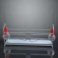 Mechanical Equipment with Metal Frame Transparent Containers Red Elements Central Control Panel and Mobile Base