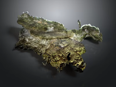 Natural Mineral Formation With Green And Gold Textured Irregular Surface 3d model