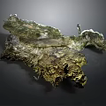 Natural Mineral Formation With Green And Gold Textured Irregular Surface