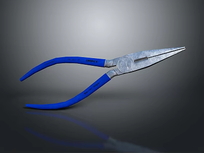 Abstract Painting of Blue Handled Pliers With Silver Metal And Gray Gradient Background 3d model