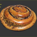 Freshly Baked Cinnamon Roll With Spiral Shape Golden Brown And Cinnamon Swirls On Black Surface