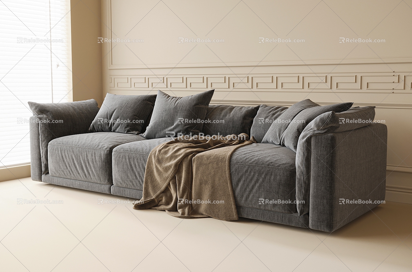 Multi-person sofa three-person sofa sofa 3d model