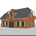 Wooden Single Family House With White Roof Balconies Double Doors And Large Windows