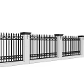 Building Exterior Wall With Black Iron Fence And White Decorative Pillars