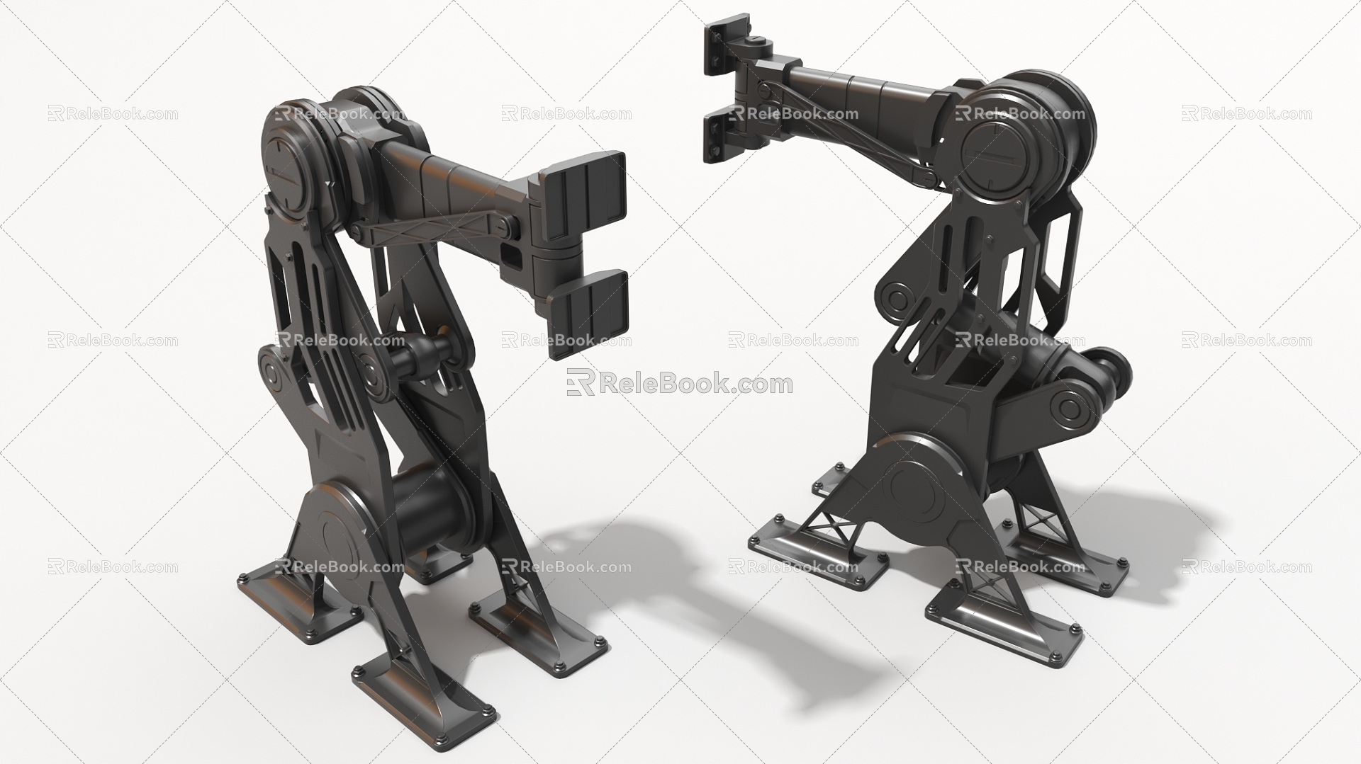 Hard surface machinery steel structure joint mechanical arm high-tech industrial parts 3d model