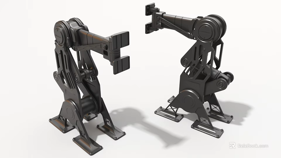 High Quality Industrial Robotic Equipment With Black Mechanical Arms And Stable Bases 3d model 