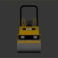 Yellow Functional Road Roller with Dual Drums Seat and Handrail Design 3d model