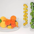 Fresh Mixed Citrus Fruits in Glass Bowl with Lemons Limes and Oranges Stacked in Columns