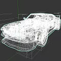Black Modified Muscle Car With Red Headlights Wide Body And White Wheels
