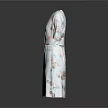 Light Blue Floral Pattern V Neck Short Sleeves Dress With Waist Tie Design