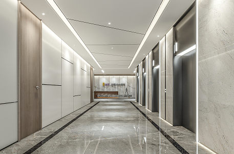 modern elevator hall 3d model