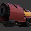 Vintage Yellow and Red Train Locomotive with Worn Mechanical Details