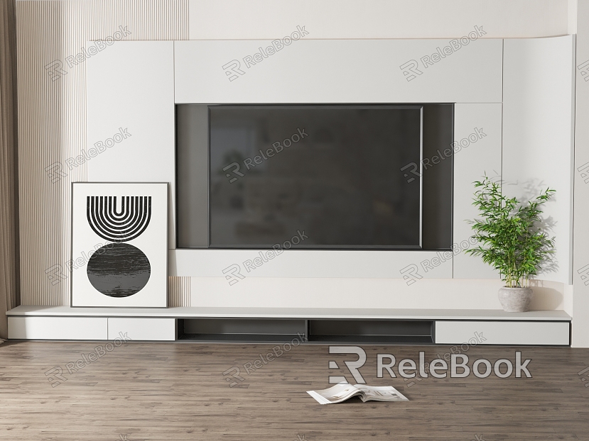 Modern TV background wall model