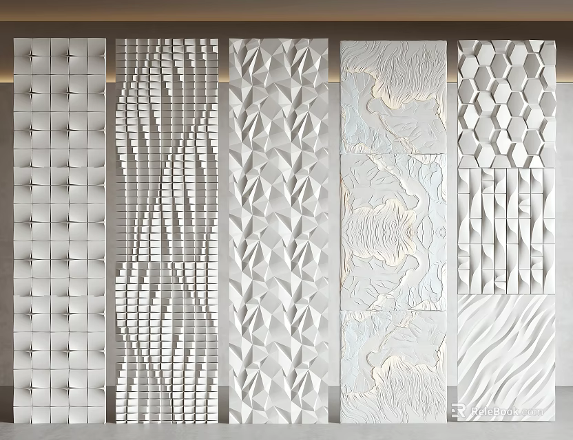 Various Decorative Wall Panels Featuring Modern Textured Patterns And Intricate Designs 3d model 