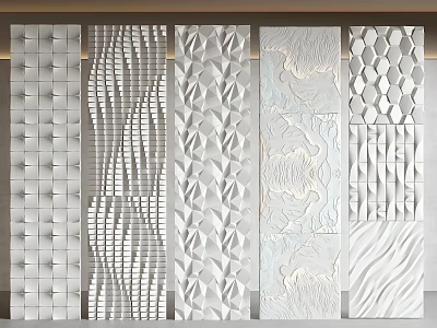 Various Decorative Wall Panels Featuring Modern Textured Patterns And Intricate Designs 3d model