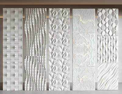 Various Decorative Wall Panels Featuring Modern Textured Patterns And Intricate Designs 3d model