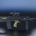 Modern Tactical Assault Rifle With Optical Scope Yellow Grip And Magazine 3d model