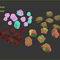 Natural Wood and Colorful Stone Pieces with Blue White Gray Green Color Variations