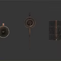 Rustic Household Items Collection With Funnel Watering Can And Triangular Container