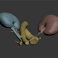 Colored 3D Anatomical Organs Model Featuring Blue Pink And Yellow Structures