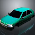 Green Classic Sedan With Shiny Exterior And Retro Design Features