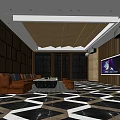 Luxurious KTV Interior Design With Modern Sofas Large Screen And Lighting 3d model