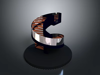 Modern Spiral Architectural Design With Rotating Metal Structure And Wooden Details 3d model