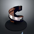 Modern Spiral Architectural Design With Rotating Metal Structure And Wooden Details 3d model