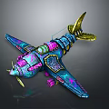Colorful Space Spaceship Model With Vibrant Design And Decorative Details